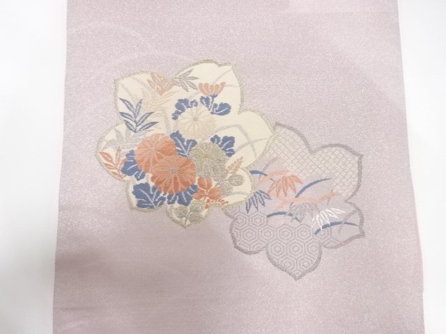  未使用品　草花模様織り出し　名古屋帯